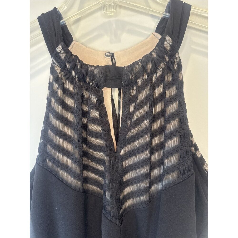 London Times Womens Black Mesh Halter Maxi Dress Sz 4P Whimsigoth Witchy Fairy‎ - Picture 4 of 11